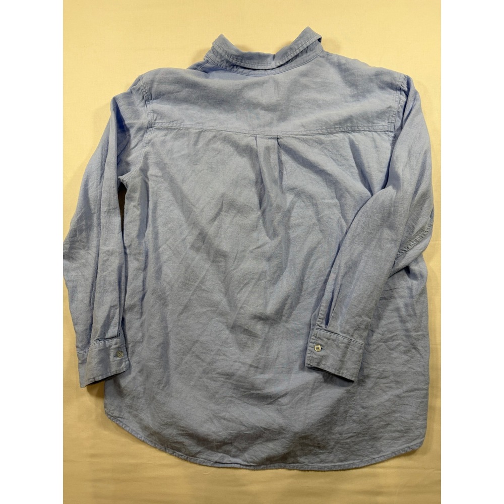 Gap Womens Light Blue Linen Rayon Blend Button Down Shirt Large GP007933 - Picture 7 of 7